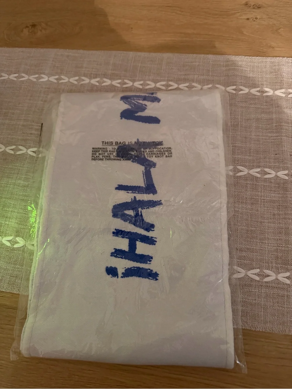 Hala Madrid Men’s White Scarf with Blue Script Logo